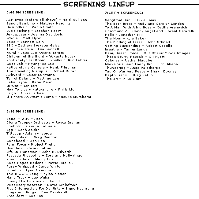 Animation Block Party 2005 lineup